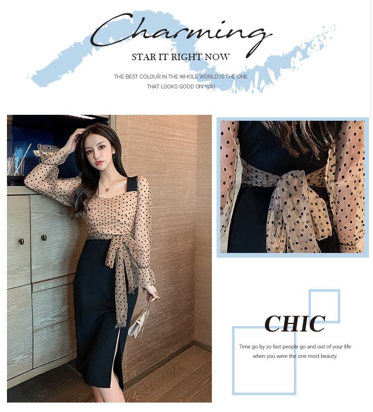 【dress】美感いっぱい!気質満点レトロ秋新作フランス風スウィートワンピース G1656