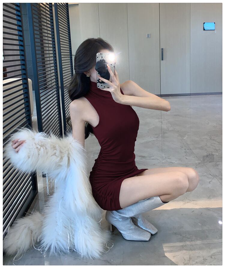 【dress】ノースリーブ裹起毛ワンピース　M28104