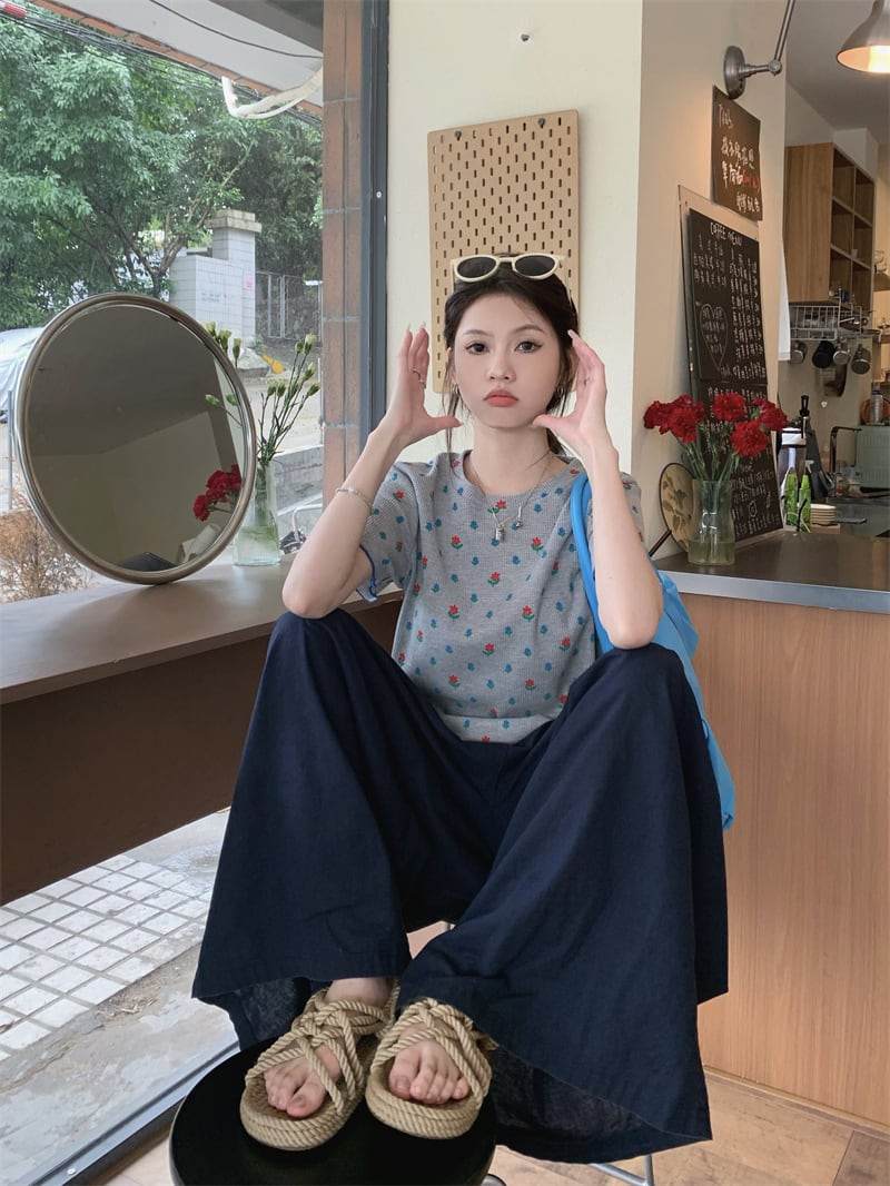 【set】Tシャツ×ワイドパンツセット　M24788