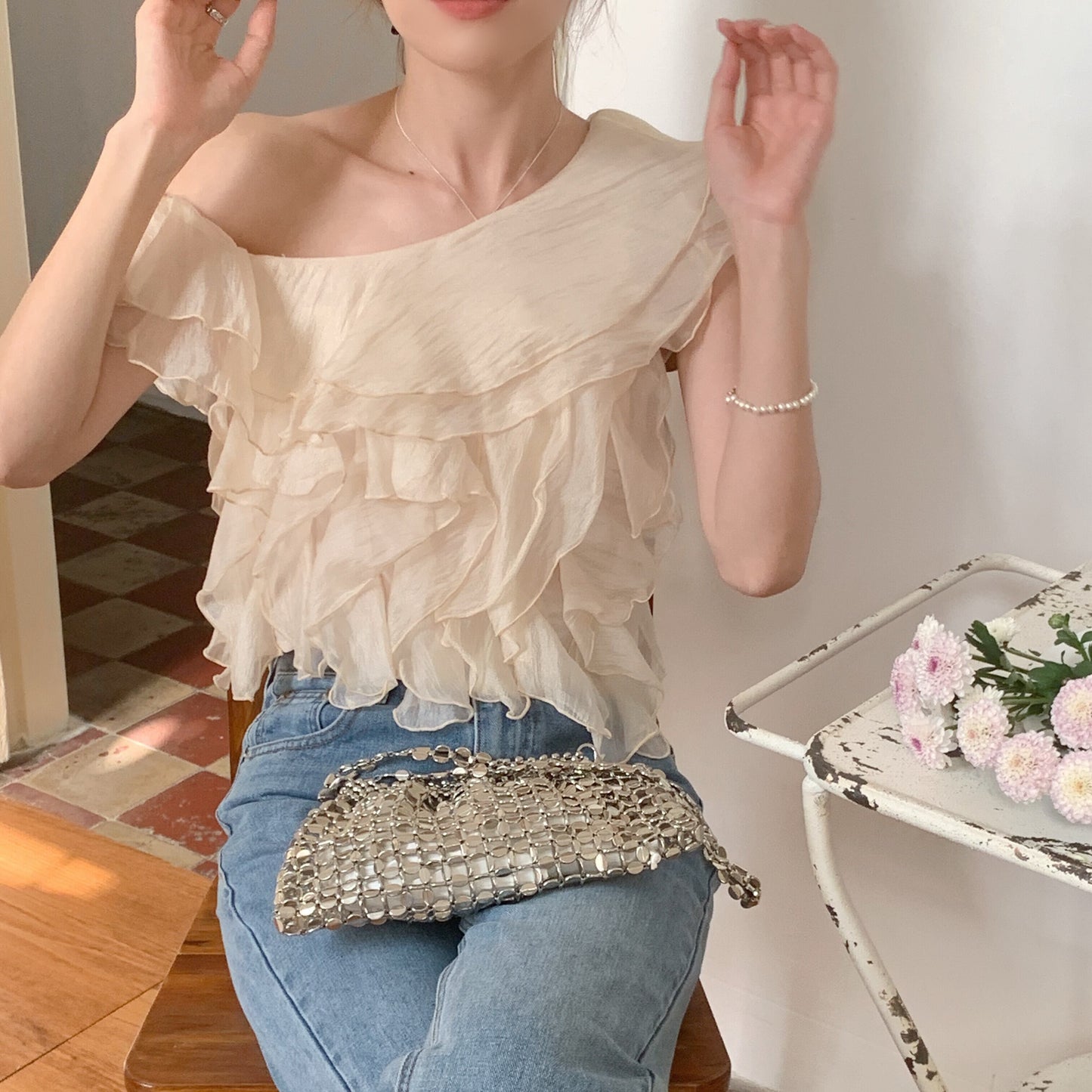 【tops】フリルオフショルダーブラウス　M29771