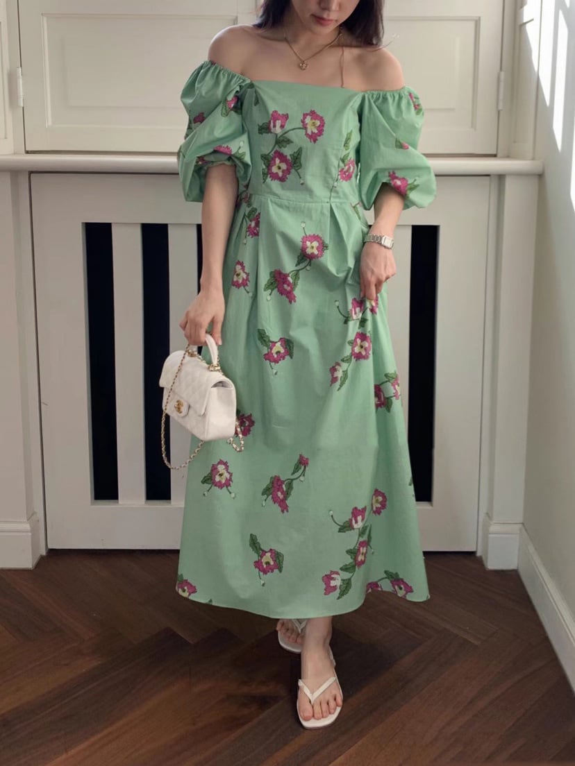【dress】パフスリーブワンピース　M24735