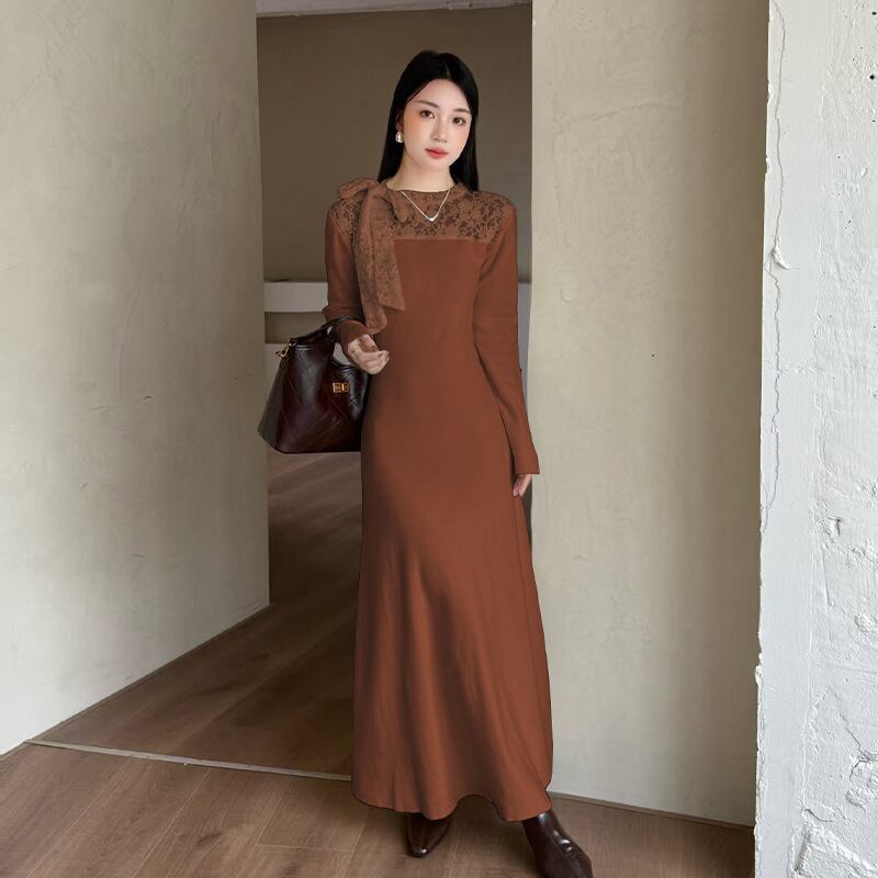 【dress】レースドッキングワンピース Q7052