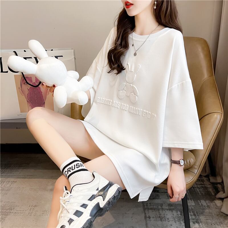 【tops】清新合わせやすい3色ラウンドネック半袖着回しゆったりTシャツF0311