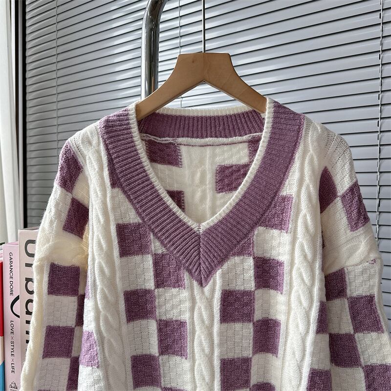 【tops】Vネックニットセーター　M18573