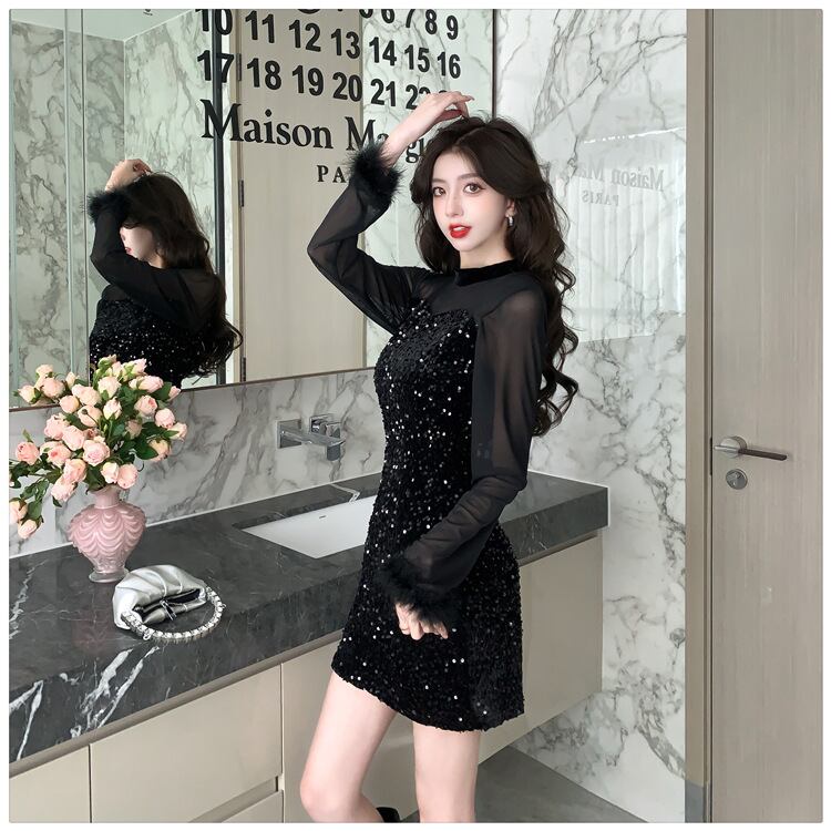 【dress】スパンコールワンピース　M27559
