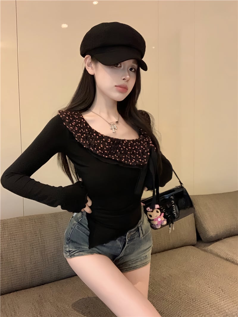 【tops】不規則 イレギュラー長袖Tシャツ　M28313