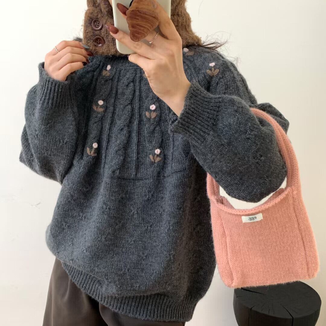 【tops】刺繍ニットセーター　M27837