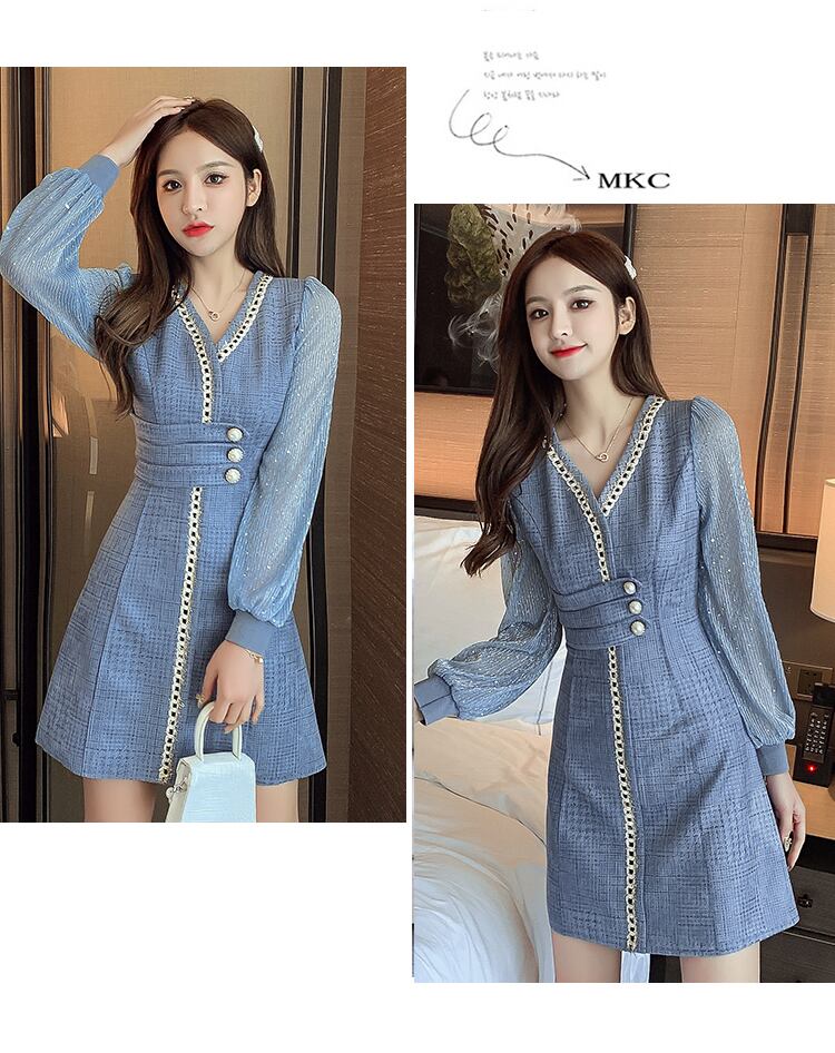 【dress】気質満点春秋スウィート長袖体型カバー着痩せワンピース G1706