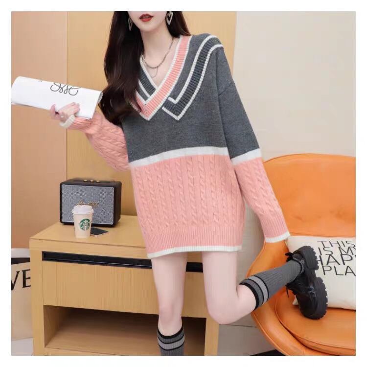 【tops】配色切り替えニットセーター　M29174