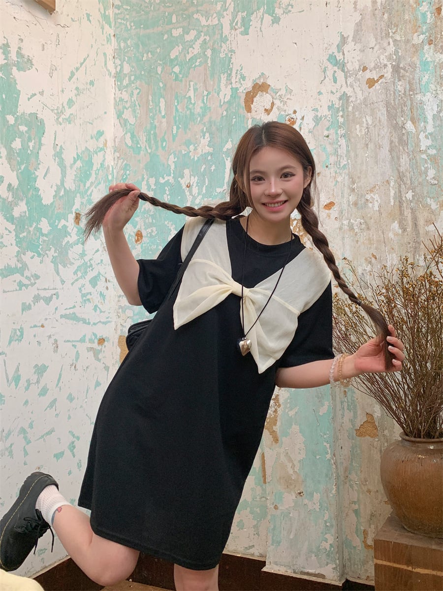【dress】リボン付きワンピース　M25038