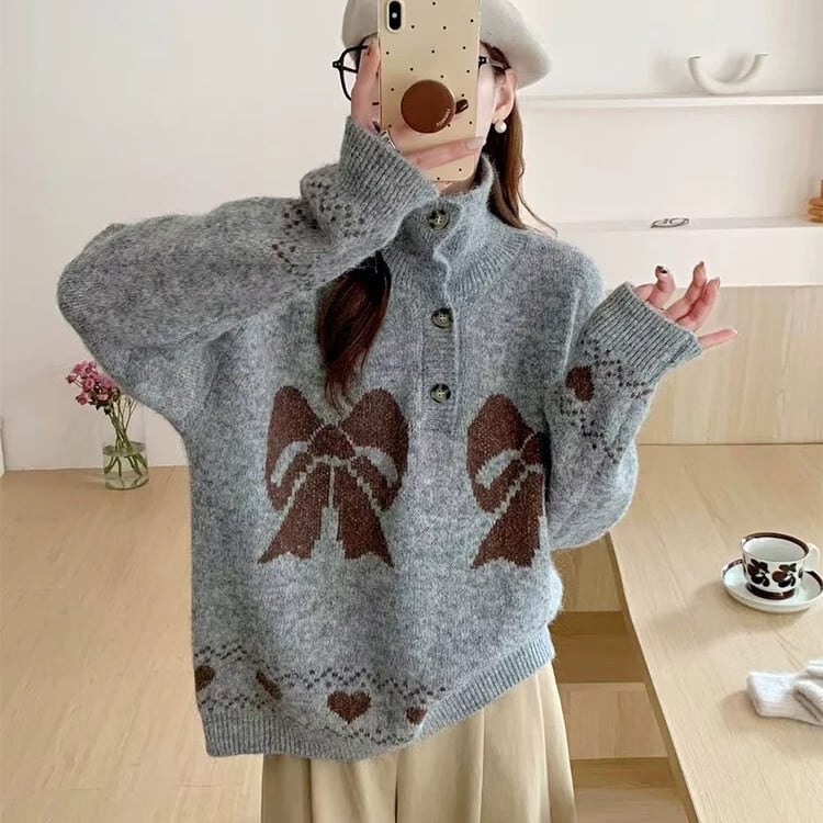 【tops】ジャカードニットセーター　M28818
