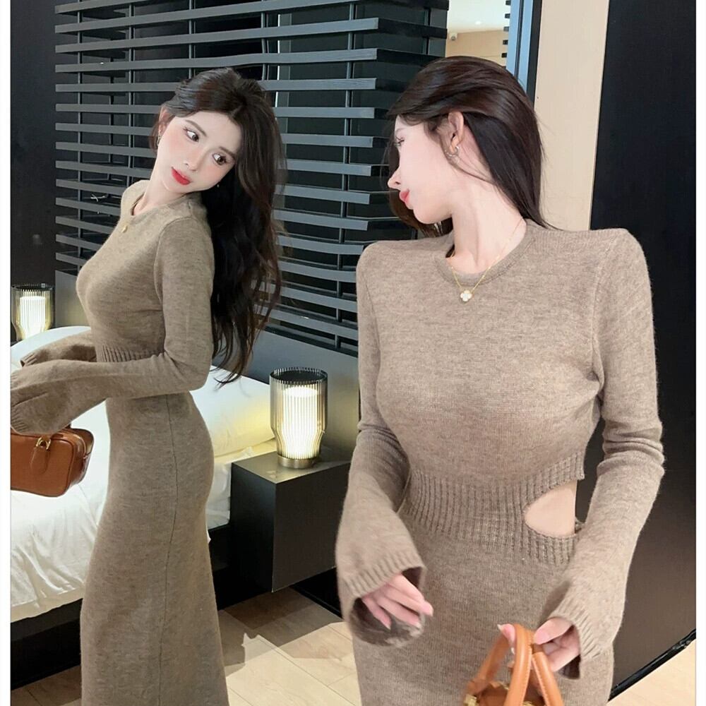 【dress】ウエストカットニットワンピース　N2192