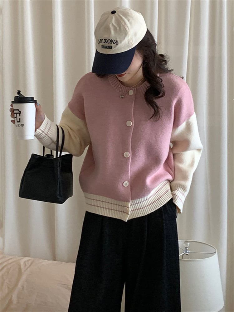 【outer】配色ニットカーデ　M25964