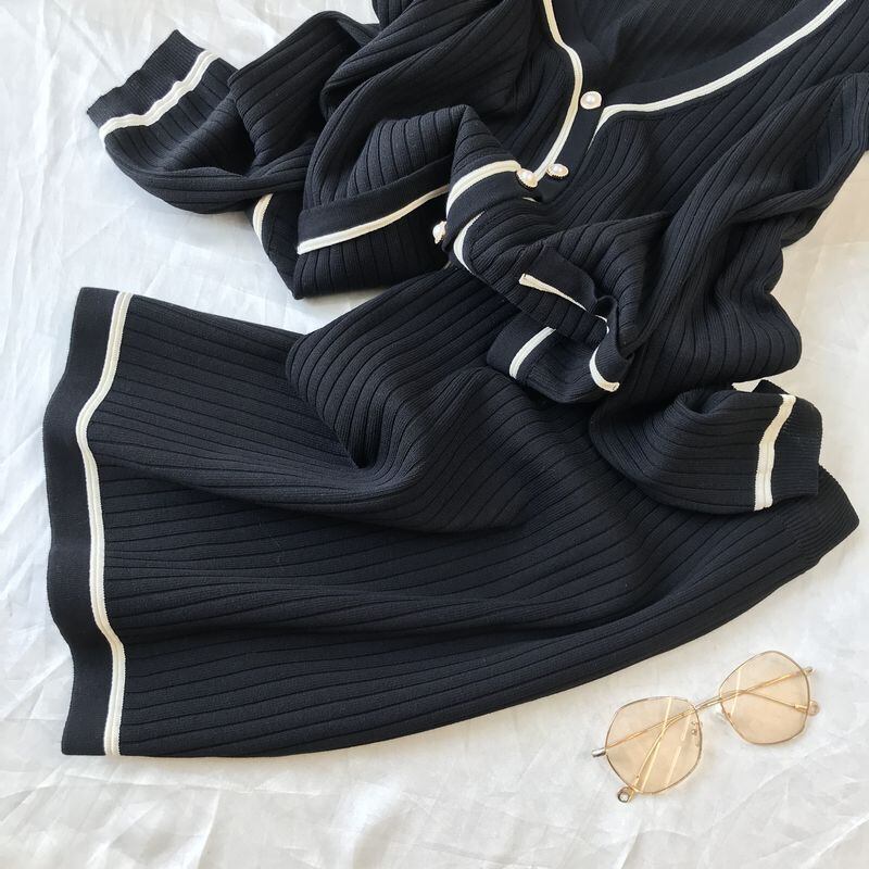 【set】気質満点オシャレニットトップス+スカートファッション２点セット G3090