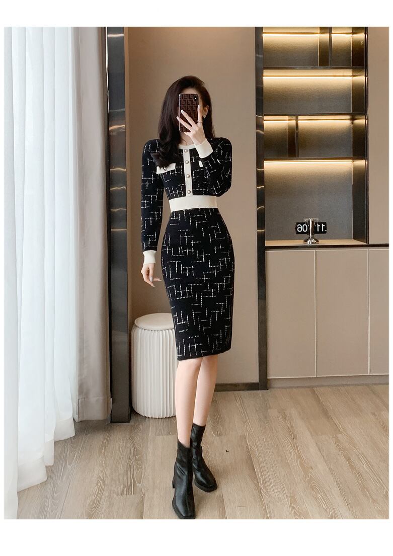 【dress】Aラインニットワンピース G18984