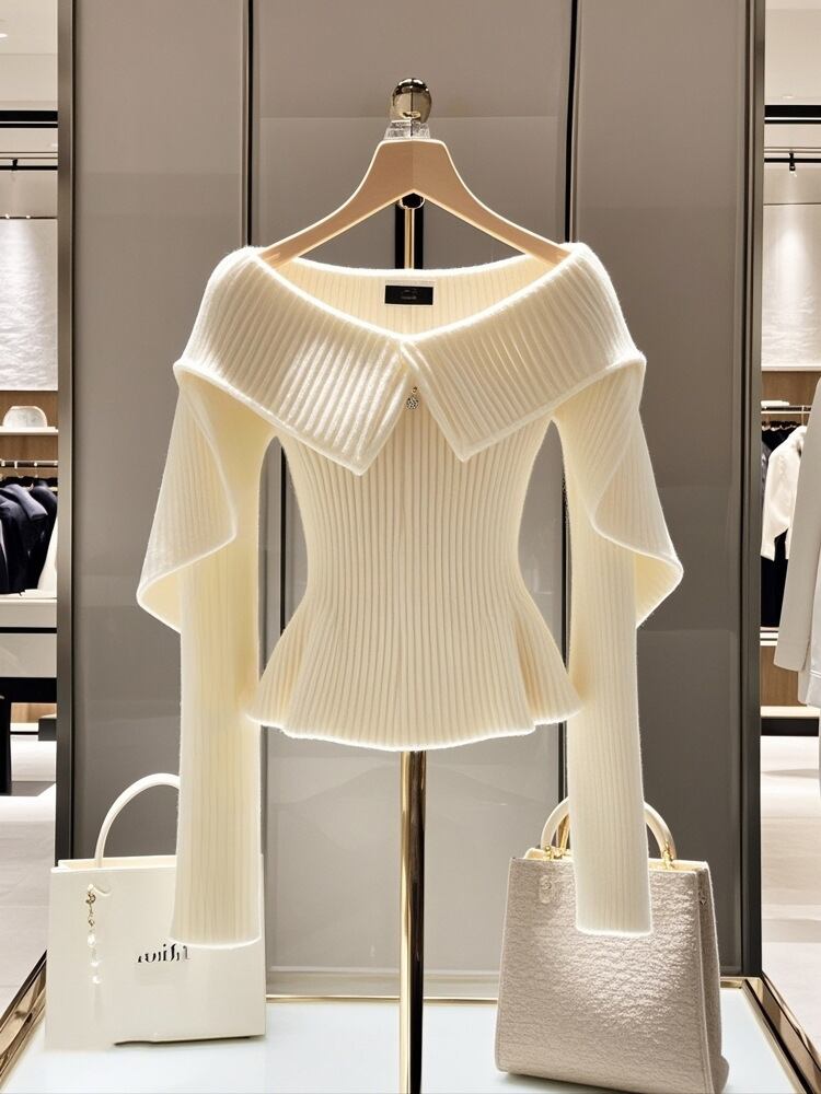 【【tops】オフショルダーニットセーター　M29108