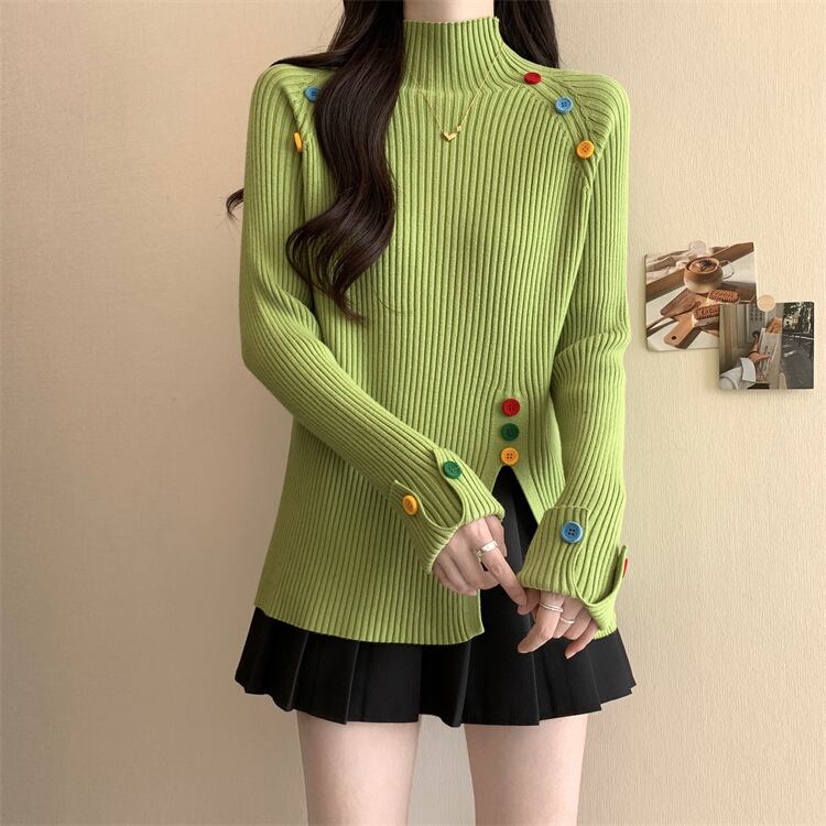 【tops】ボタンデザインニットトップス　M27823