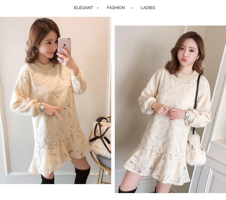 【dress】裹起毛フリルレースワンピース　M27890