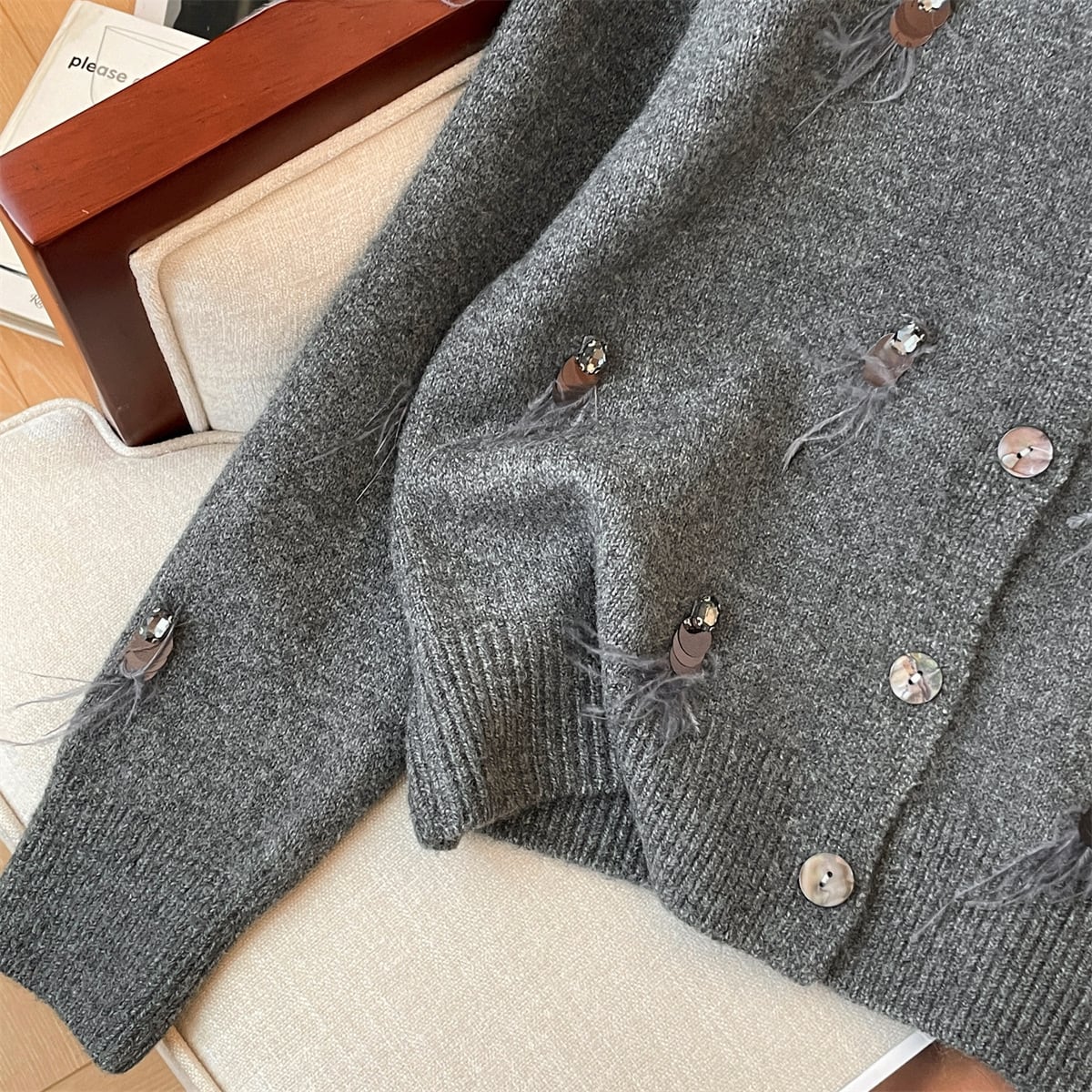 【outer】スパンコールニットカーデ　M29221