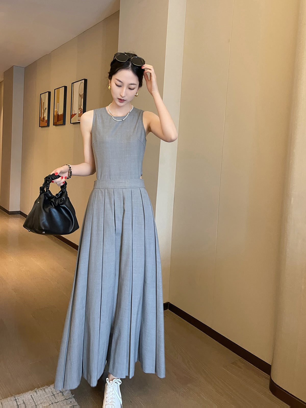 【dress】ウエストカットプリーツワンピース　N2993