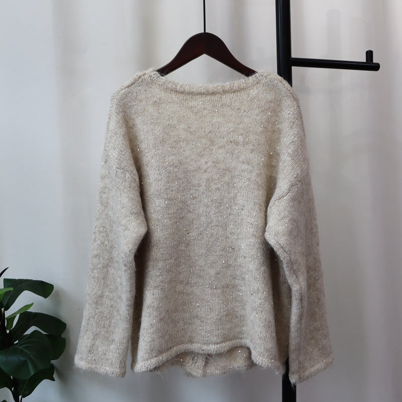 【outer】スパンコールニットカーデ　M28589