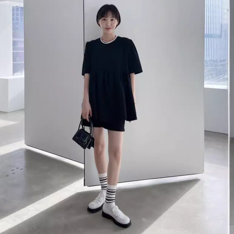 【set】ラウンドネックトップス+ショートパンツ２点セットG21509