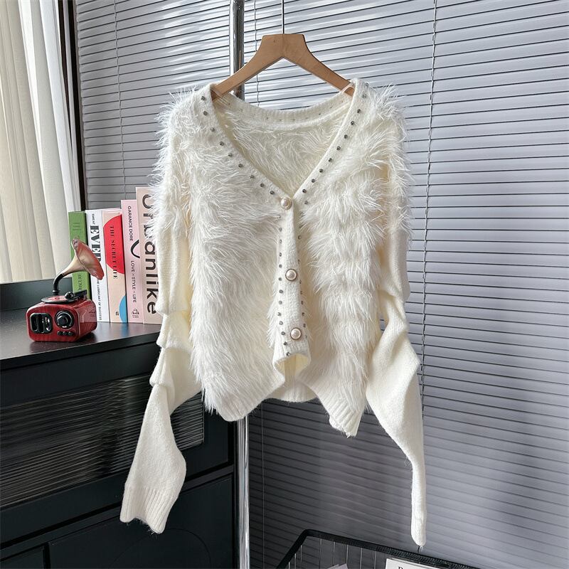 【outer】シャギーVネックニットカーデ　M18276