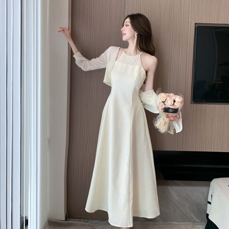 【set】カーディガン+ホルターネックワンピース２点セットG20502