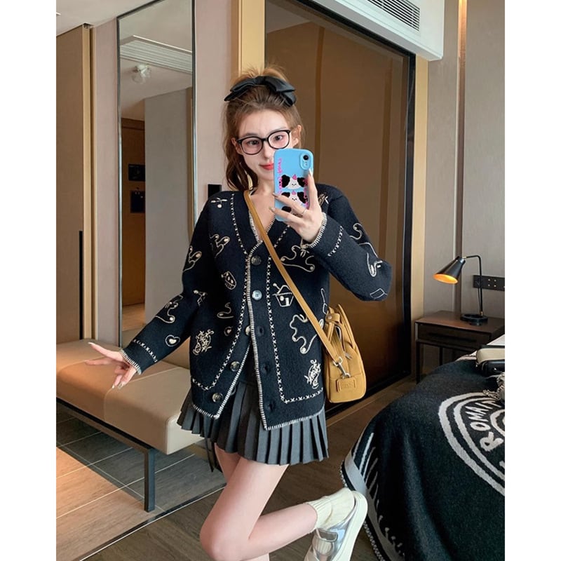 【outer】Vネックニットカーデ　M26381