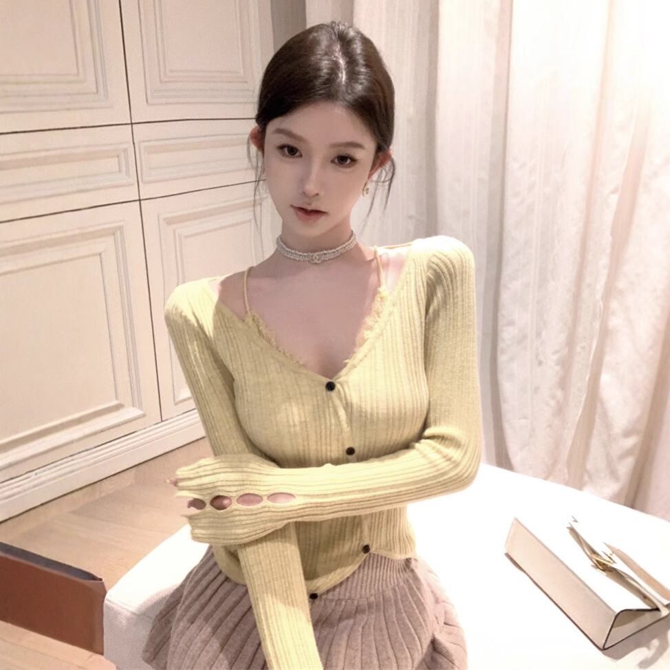 【tops】ドッキングニットトップス　M28694