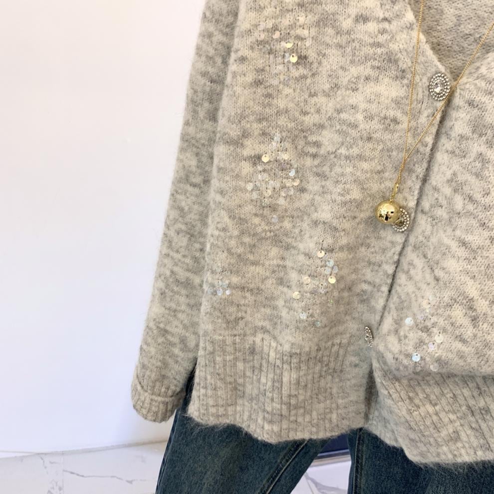【outer】スパンコールニットカーデ　M29266