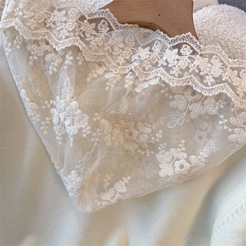 【tops】レース切り替えニットトップス　M28053