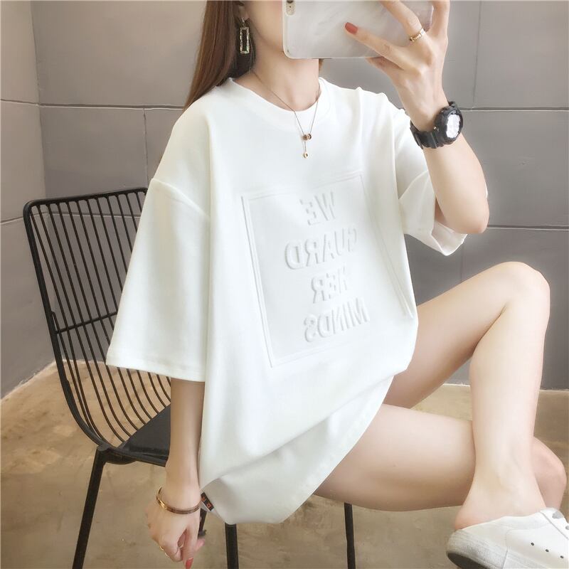 【tops】清新合わせやすいラウンドネック半袖ゆったり着回しファッションTシャツF0032