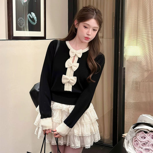 【tops】リボン付きニットトップス　N3332