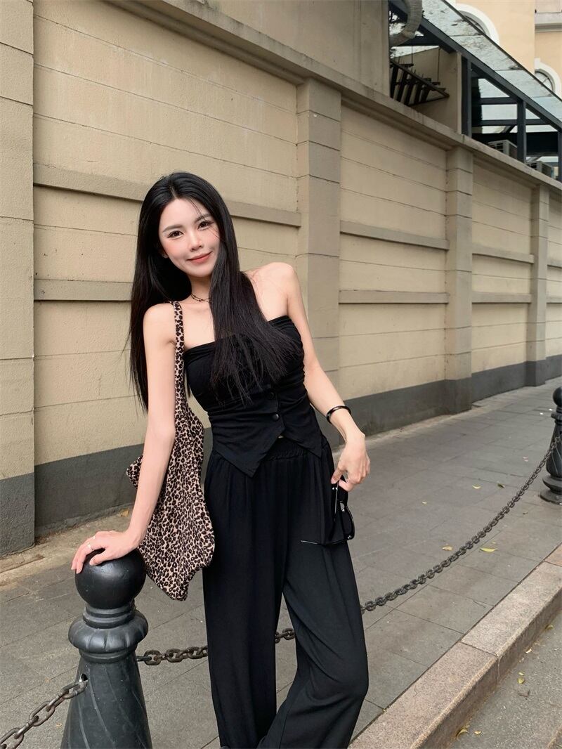 【set】ベアトップ+カジュアルパンツ２点セットG21035