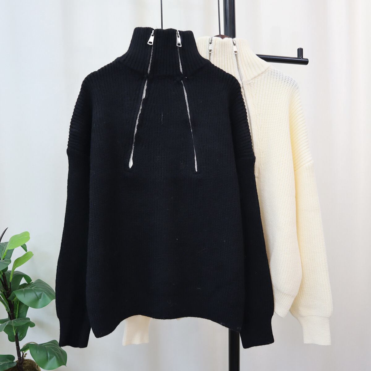 【tops】ファスナーニットセーター　M18759