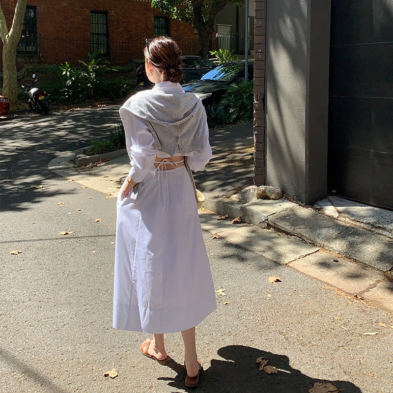 【dress】ウエストカットシャツワンピース G20859