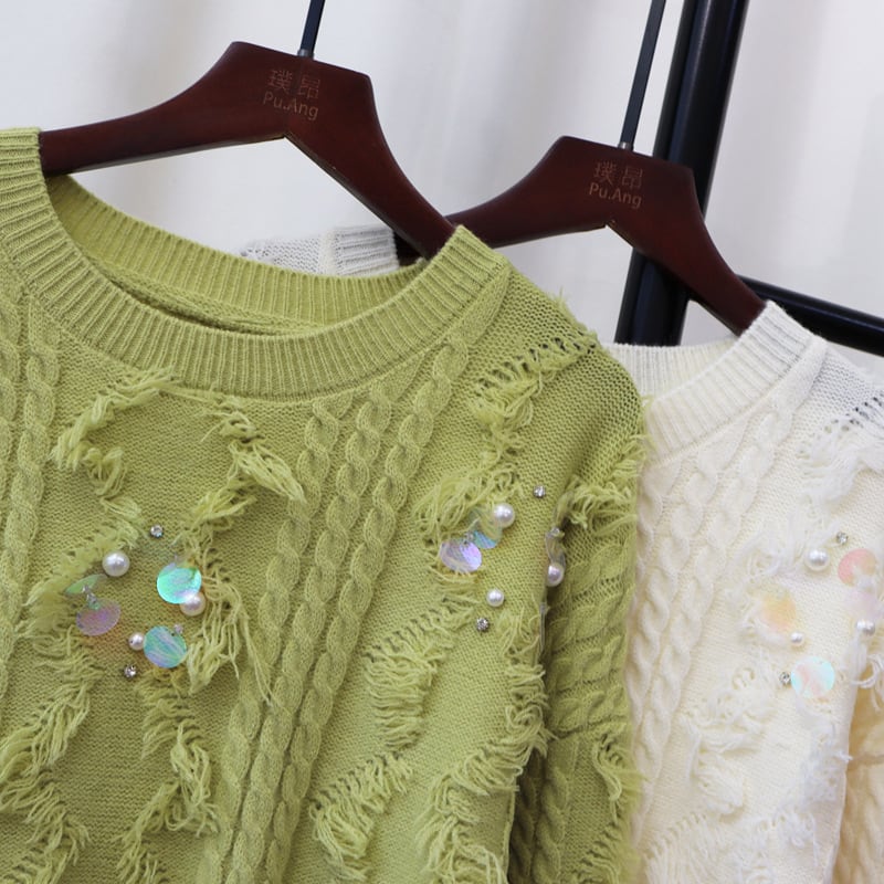 【tops】スパンコールニットセーター　M26343