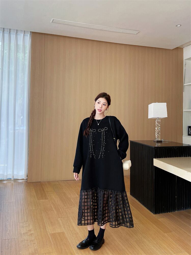 【dress】ビジュードッキングカジュアルワンピース　M28929