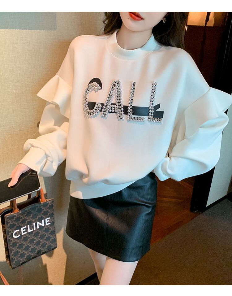 【tops】女性力を高める〜!スウィートルーズオシャレゆったりデザイン厚手パーカー G5473