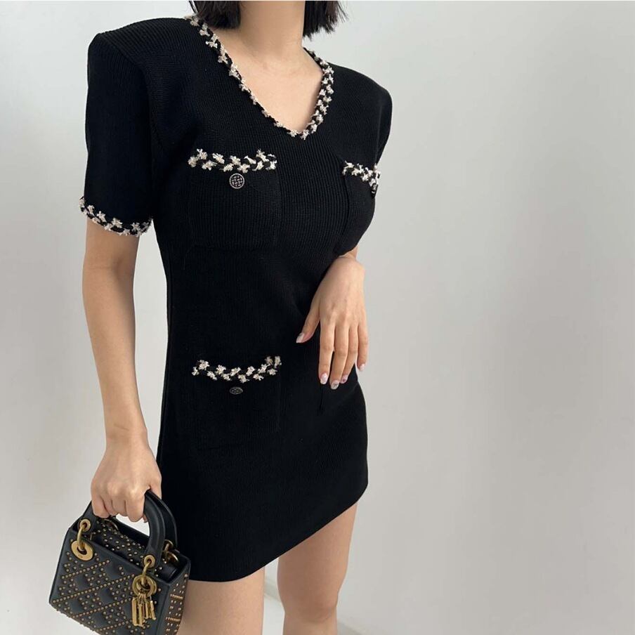 【dress】Vネックニットタイトワンピース G21158