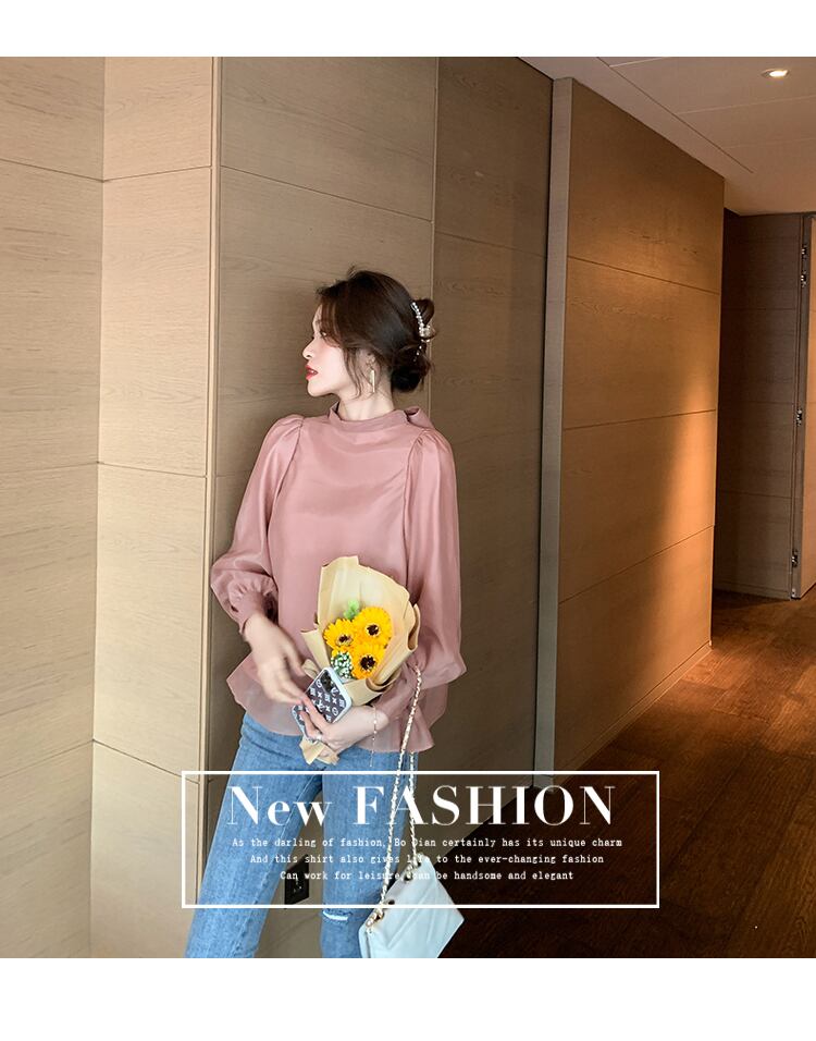 【tops】美人度アップ!ファッション韓国系スウィートシフォン長袖洋気シャツ G1480