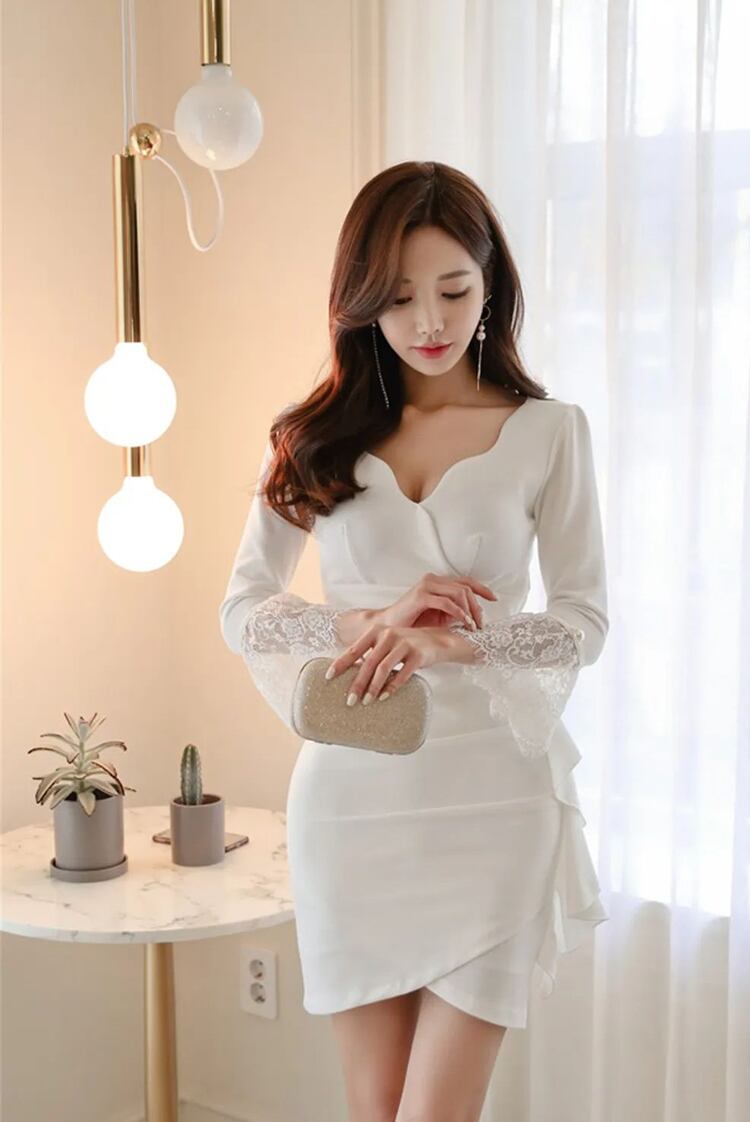 【dress】レース切り替えワンピース　M29490