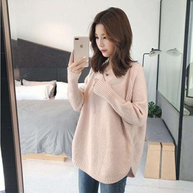 【tops】オシャレ度満点〜秋新作ラウンドネック長袖不規則無地ゆったり着回しニットセーターF0841