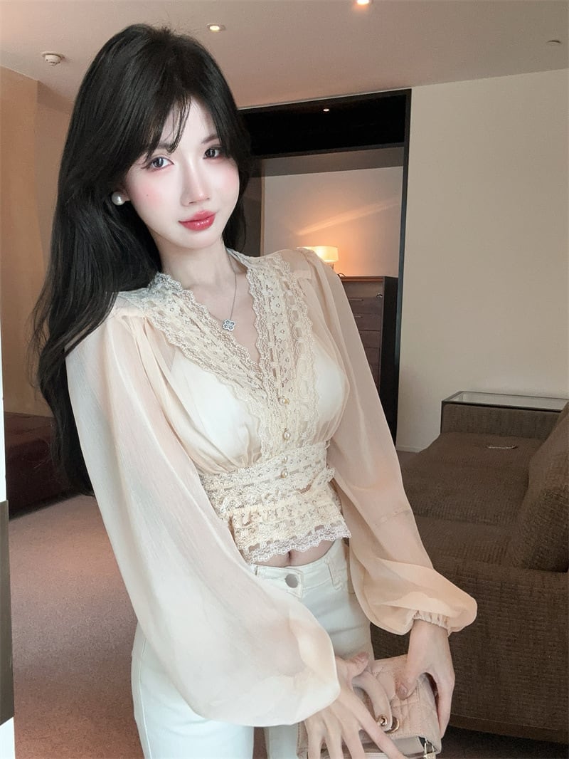 【tops】レースドッキングブラウス　M29390