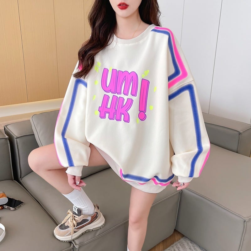 【tops】クルーネックプリントプルオーバー　M18639