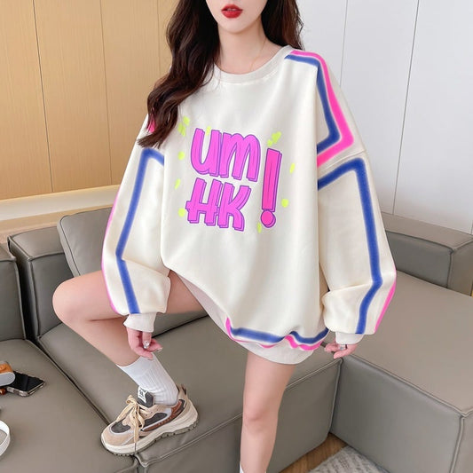【tops】クルーネックプリントプルオーバー　M18639