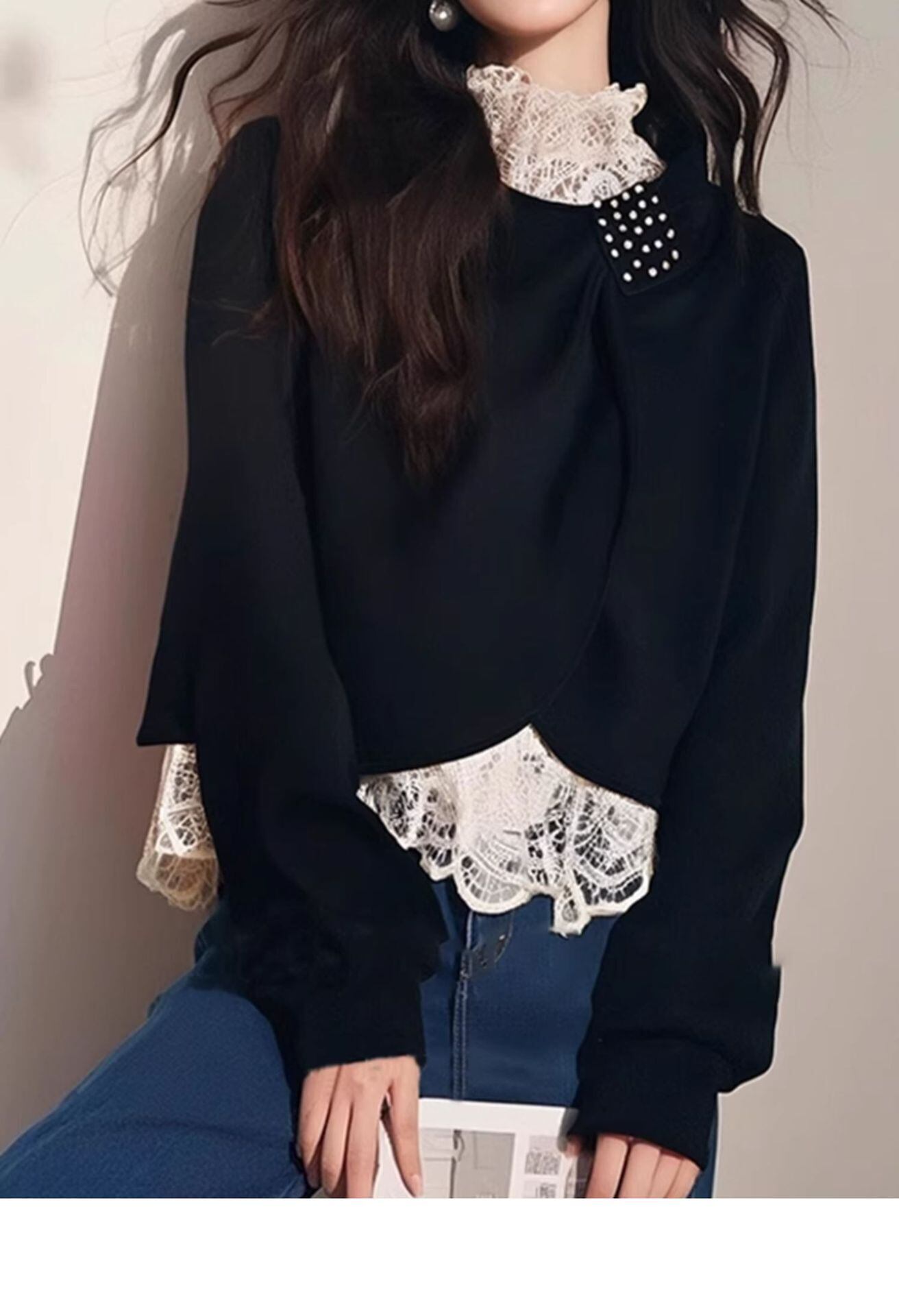 【tops】レース切り替えトップス　M29645