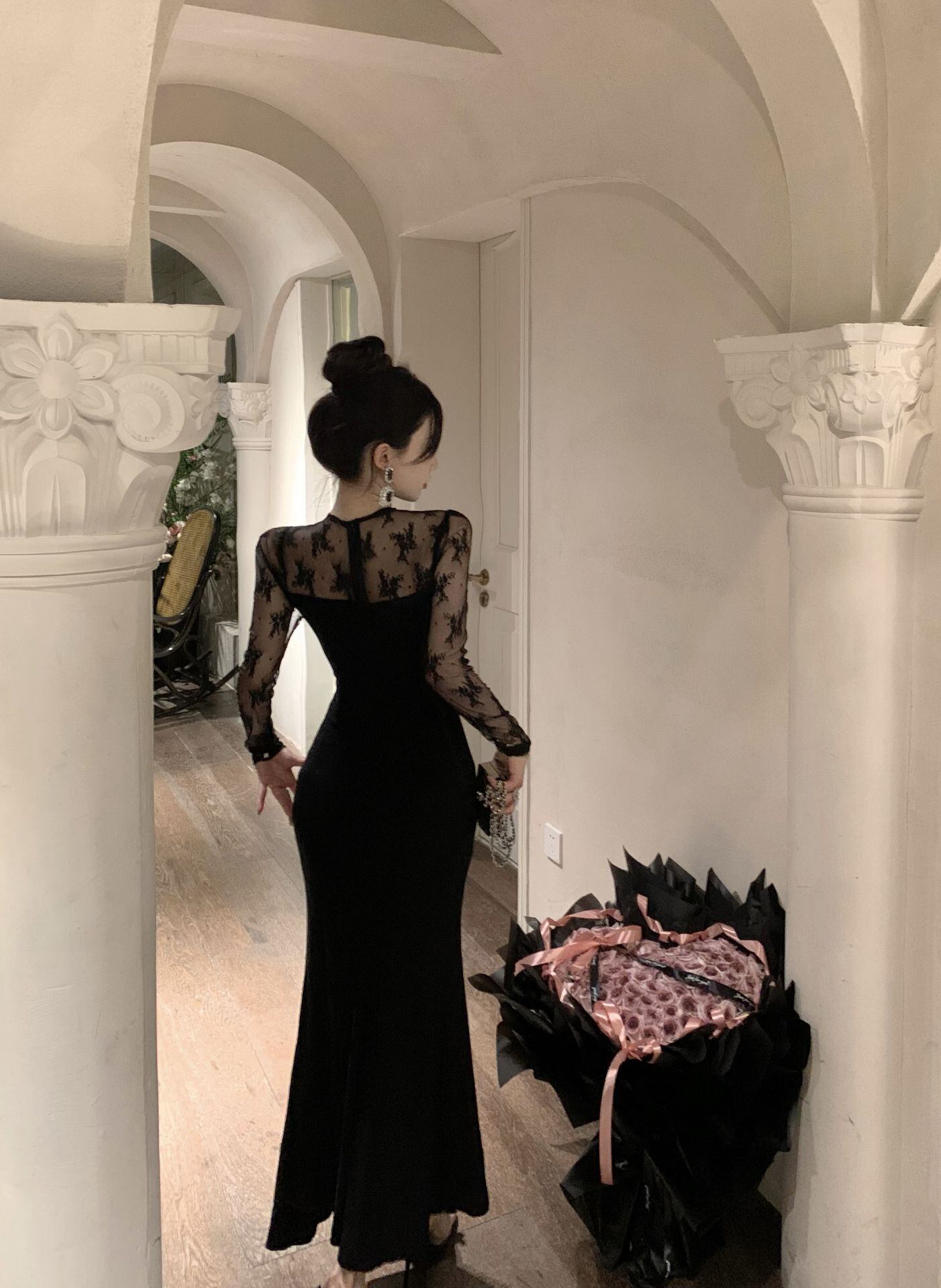 【dress】レース切り替えマーメイドワンピース G21514