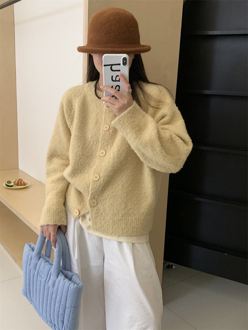【outer】クルーネックニットカーデ　M18868